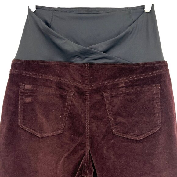 NEW Isabel Maternity Crossover Panel Burgundy Stretch Corduroy Pants Size 14/32R - Picture 4 of 11